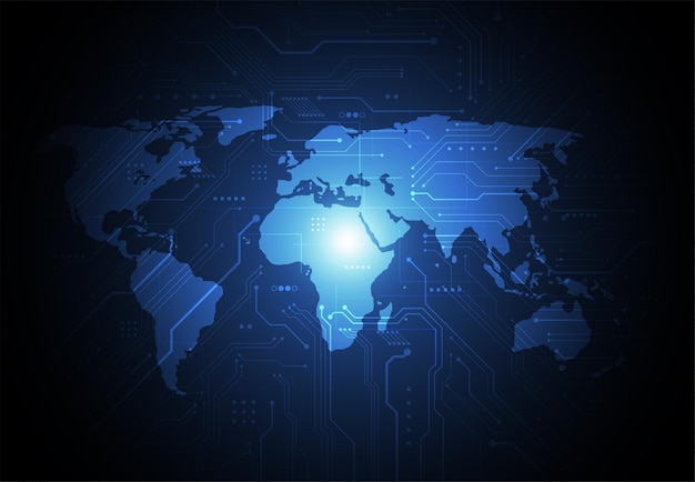 Conexión de red global Concepto de composición de puntos y líneas del mapa mundial de negocios globales