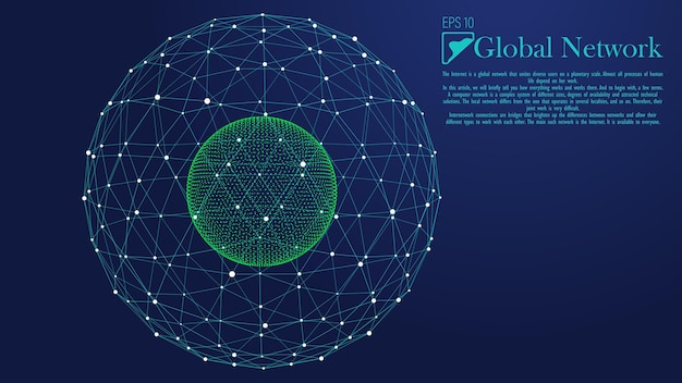 Conexión a la red global Fondo de vector azul abstracto de puntos y líneas El concepto de tecnologías digitales de big data ciencia y desarrollo de tecnología de la información