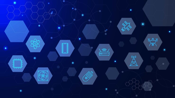 Vector conexión de red global con iconos de tecnología para el diseño de fondo del concepto de comunicación global