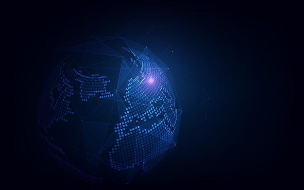 Conexión de red global. Mapa mundial de puntos y líneas de composición concepto de negocio global.