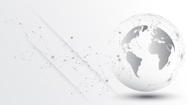 Conexión de red global Mapa del mundo antecedentes tecnológicos abstractos