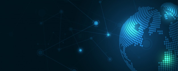 Conexión de red global Mapa del mundo Fondo de tecnología abstracta Innovación empresarial global