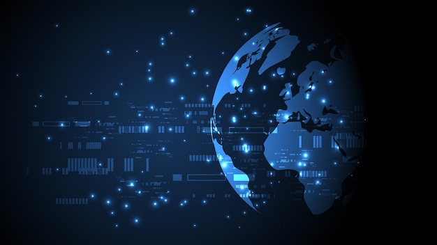 conexión de red global mapa del mundo fondo de tecnología abstracta innovación empresarial global