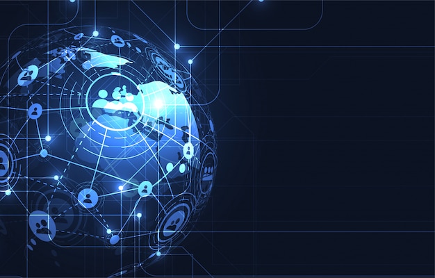 Conexión de red global. Punto del mapa mundial