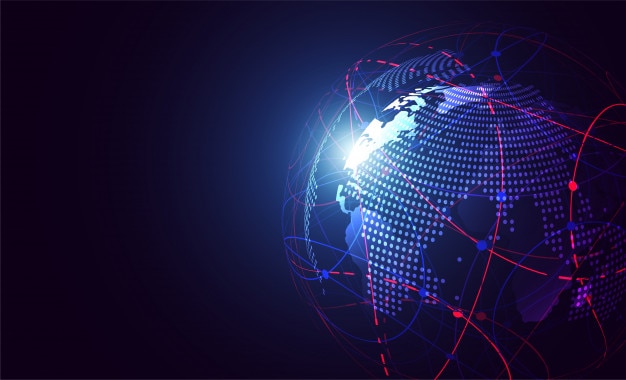 Conexión de red global. Punto del mapa mundial