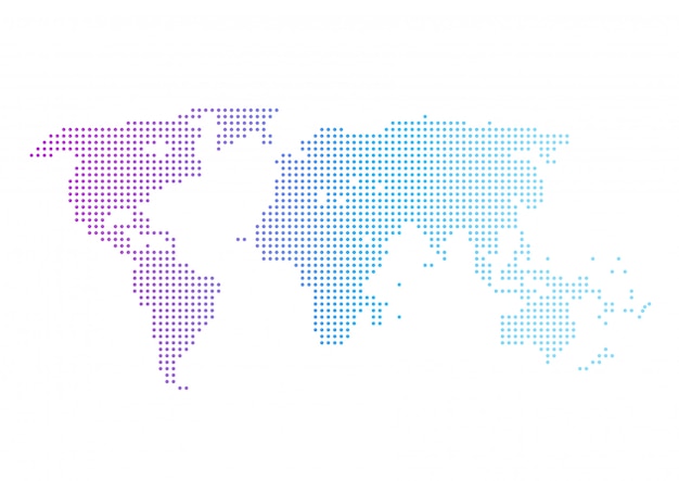 Conexión de red global. Punto del mapa mundial