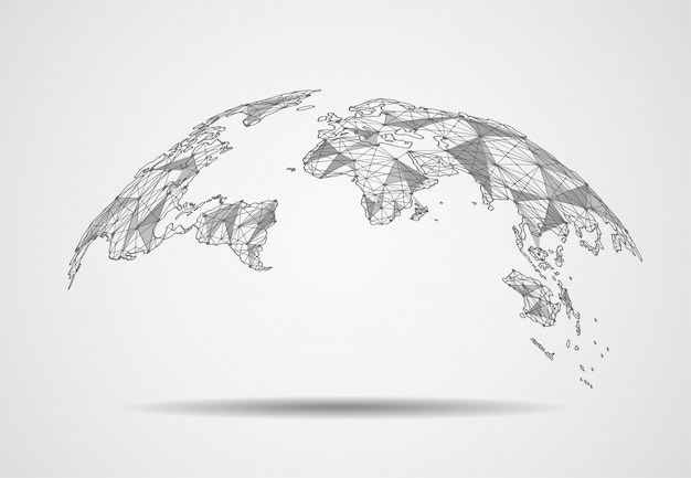 Conexión de red global. Punto del mapa mundial