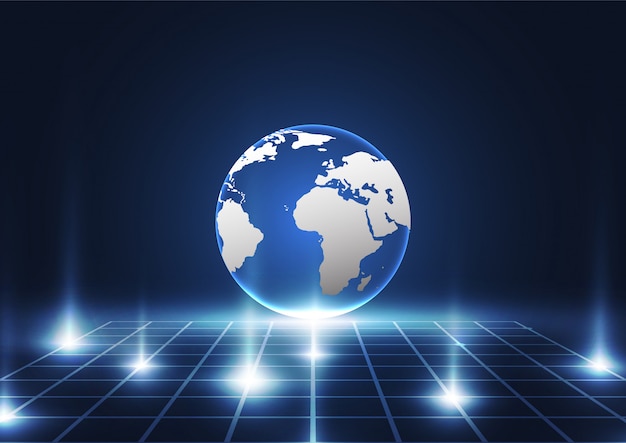 Conexión de red global. Punto del mapa mundial