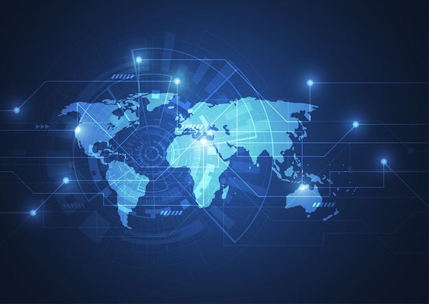 Conexión de red global. Punto del mapa mundial