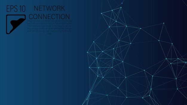 Conexión a la red global Puntos vectoriales abstractos y líneas con triángulos sobre un fondo azul El concepto de tecnología digital de big data ciencia y desarrollo de tecnología de la información