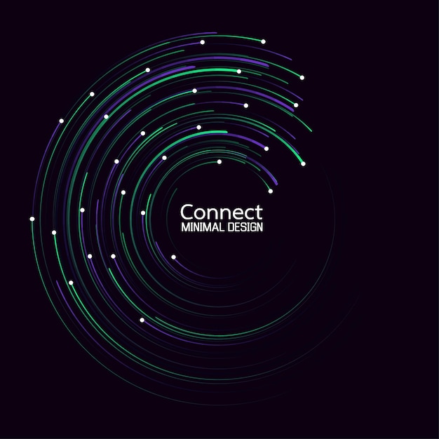 Conexión de red de tecnología de flujo de datos Fondo de sendero circular de vórtice radial abstracto Diseño de logotipo de icono Fondo vectorial