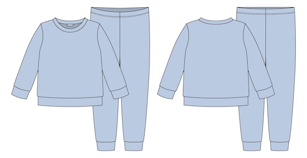 Confección pijama dibujo técnico Color azul Sudadera y pantalón de algodón infantil