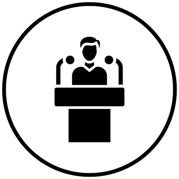 Conferencia de prensa de diseño vectorial Estilo de icono