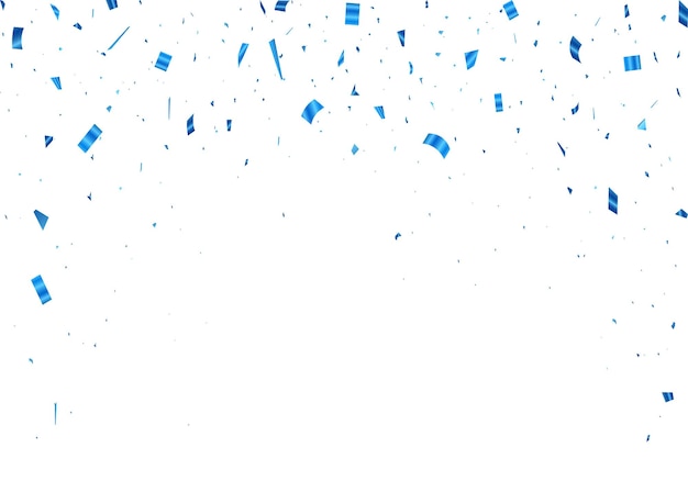 Confeti azul brillante que cae aislado en un fondo transparente