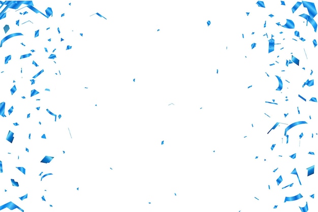 Confeti azul brillante que cae aislado en un fondo transparente