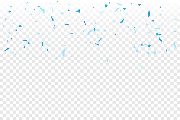 Confeti Azul Sobre Fondo Transparente. Bandera de felicitaciones. Ilustración vectorial