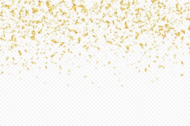 Confeti brillante sobre un fondo transparente Confeti dorado