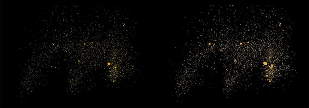 Confeti de brillo dorado vectorial abstracto sobre un fondo negro