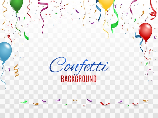 Confeti de colores y bolas aisladas. Vector de fondo festivo. Feliz cumpleaños. Vacaciones.