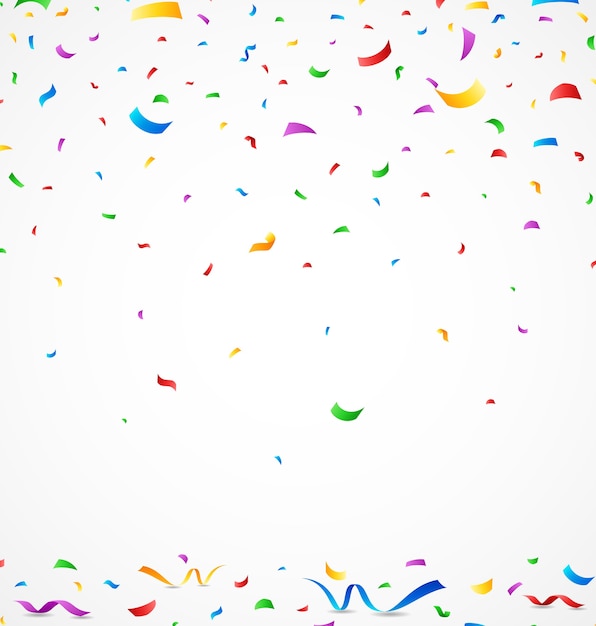 Confeti de colores sobre un fondo blanco