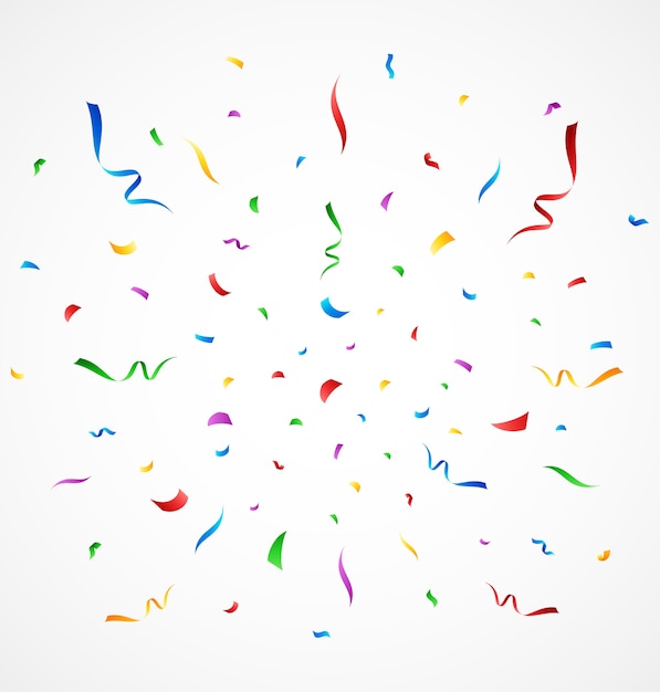 Confeti de colores sobre un fondo blanco