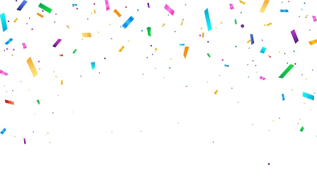 Los confeti coloridos caen para la fiesta de la celebración de la bandera de los confeti brillantes y coloridos y la cinta aislados