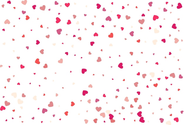 Confeti de corazón de pétalos de San Valentín Hermosos corazones de confeti cayendo sobre fondo Plantilla de invitación Diseño de fondo Tarjeta de felicitación Cartel Día de San Valentín y Día de la Mujer Ilustración vectorial