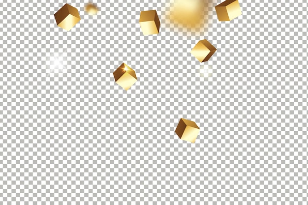Confeti de cubo de oro 3D.