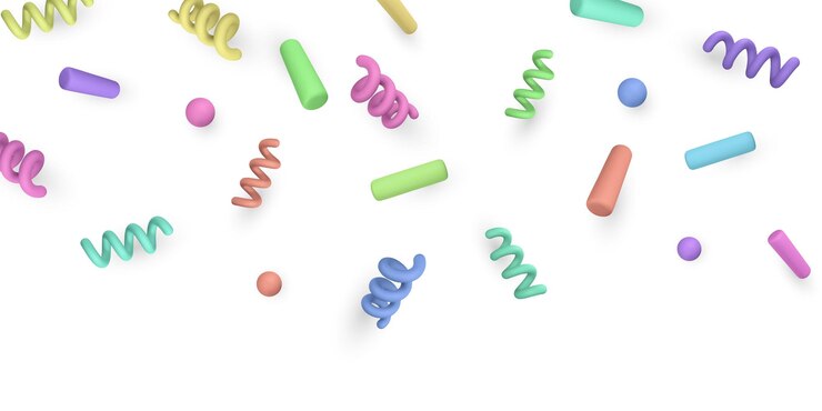Vector confeti de dibujos animados lindo 3d volando alrededor elemento de diseño en estilo minimalista sobre fondo blanco ilustración vectorial