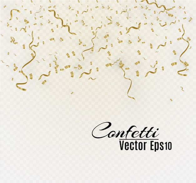 Vector confeti dorado aislado sobre fondo celular