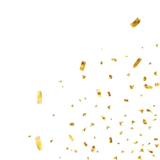 Vector confeti dorado brillante que cae aislado sobre un fondo blanco brillante oropel festivo de color dorado ilustración vectorial