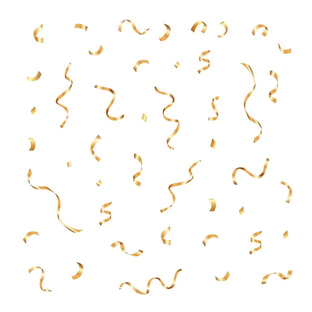 Confeti dorado de celebración sobre un fondo blanco Ilustración modesta