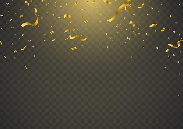 Confeti dorado con diseño decorativo aislado fondo brillante ilustración vectorial