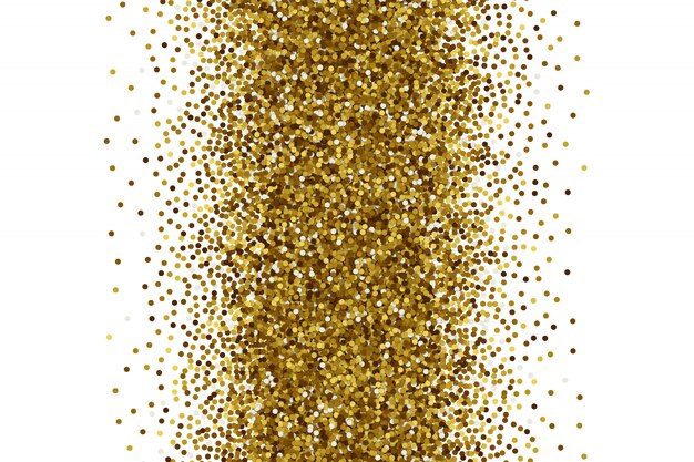 Confeti dorado disperso sobre fondo blanco.