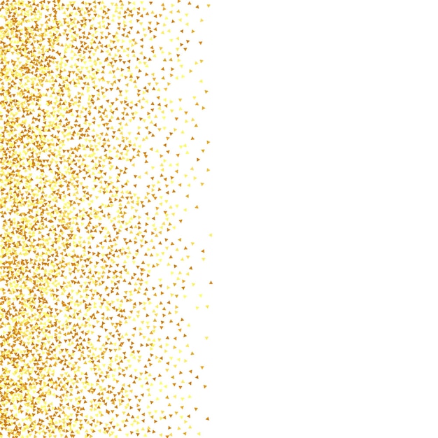 Confeti dorado en rojo aislado partículas de polvo dorado borda de papel de aluminio telón de fondo de aniversario geométrico