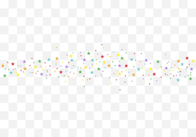 Confeti de estrellas coloridas festivas Estrellas del arco iris sobre fondo transparente Ilustración vectorial