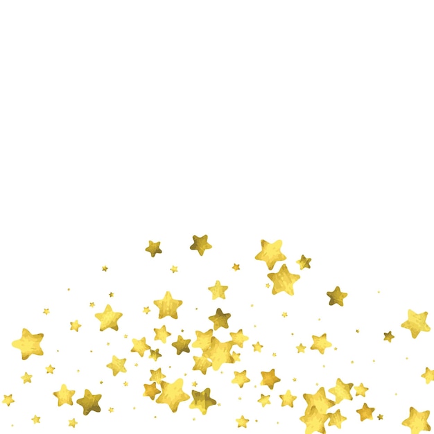 Confeti de estrellas. Fondo de confeti al azar de oro. plantilla de diseño brillante. plantila de portada de blanco y amarillo vectorial. plantillas de invitaciones de cumpleaños o bodas. tarjeta abstracta para regalos. saludo de año nuevo 2018