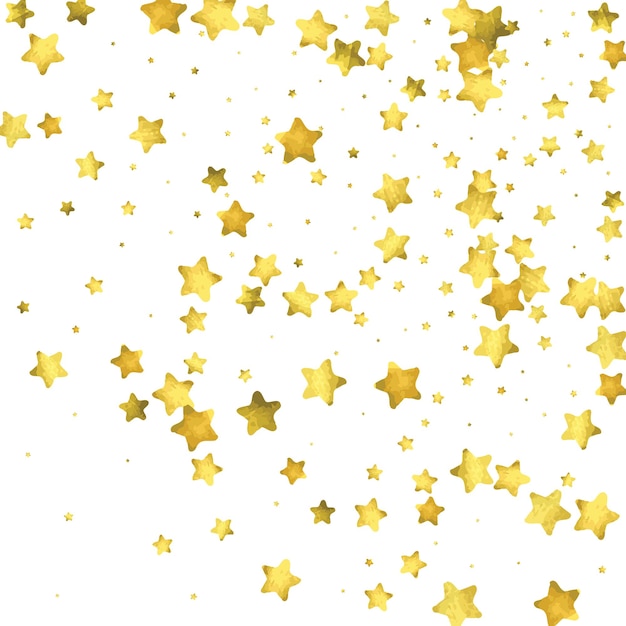 Confeti de estrellas. Fondo de confeti al azar de oro. plantilla de diseño brillante. plantila de portada de blanco y amarillo vectorial. plantillas de invitaciones de cumpleaños o bodas. tarjeta abstracta para regalos. saludo de año nuevo 2018