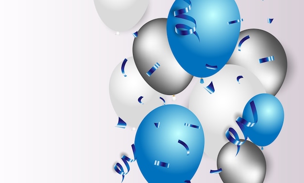 Vector confeti festivo y globos sobre un fondo transparente