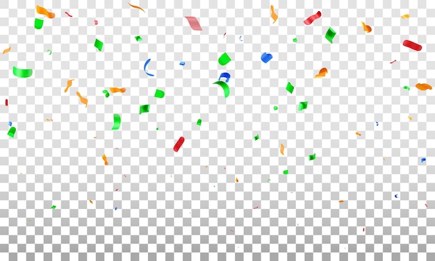 Confeti de fiesta en color 3D sobre un fondo transparente