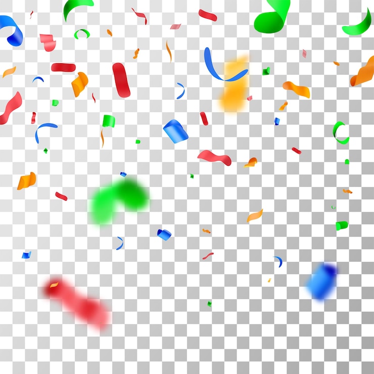 Vector confeti de fiesta en color 3d sobre un fondo transparente
