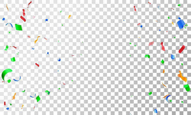 Confeti de fiesta en color 3D sobre un fondo transparente