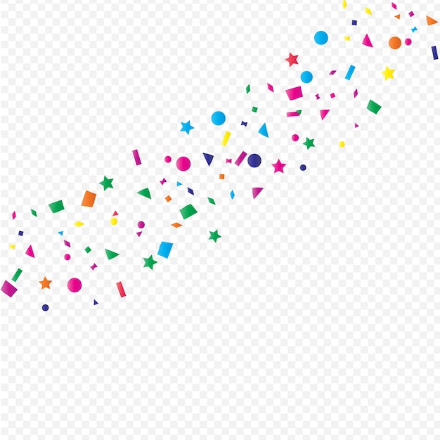 Confeti geométrico con olor vectorial sobre un fondo transparente