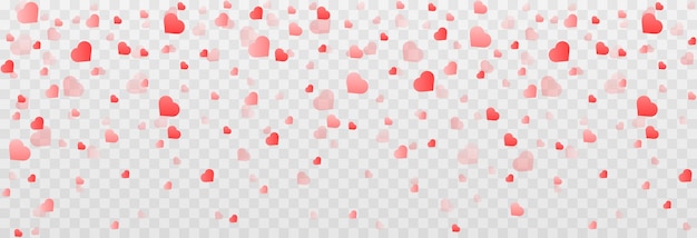 Confeti hecho de corazones sobre fondo transparente