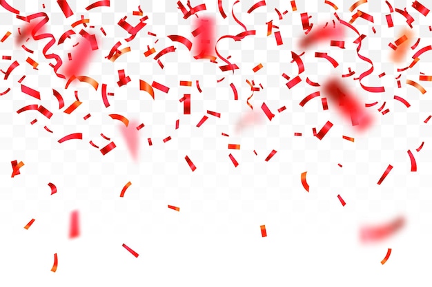 Los confeti de lujo caen para la celebración de la bandera de la fiesta Caen los confeti de color rojo brillante aislados