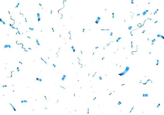 Los confeti de lujo que vuelan para la fiesta de celebración caen confeti azul brillante aislado