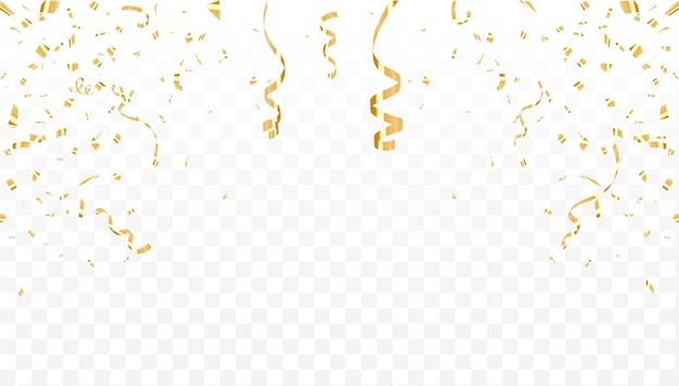 Los confeti de lujo que vuelan para la fiesta de celebración caen confeti dorado brillante aislado