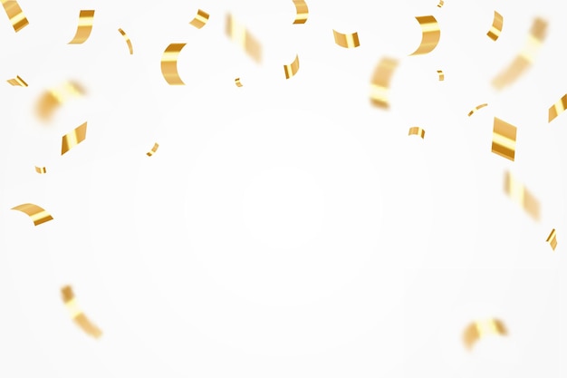 Los confeti de lujo que vuelan para la fiesta de celebración caen confeti dorado brillante aislado