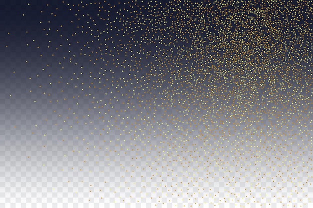 Confeti de oro en rojo. Partículas aisladas de polvo de oro. Tarjeta de cumpleaños fluida. telón de fondo de novia aleatorio. Frontera de papel de aluminio. Telón de fondo geométrico de aniversario. Bokeh redondo vectorial. Título abstracto Iridescente.
