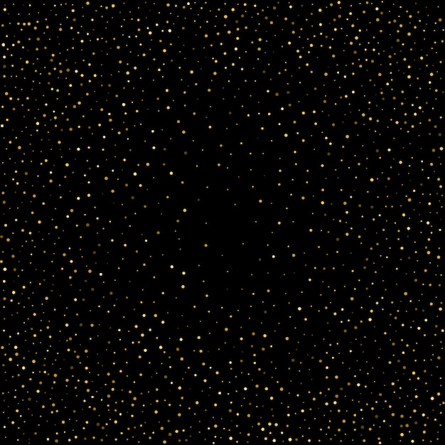 Confeti pequeño de lunares dorados sobre fondo negro